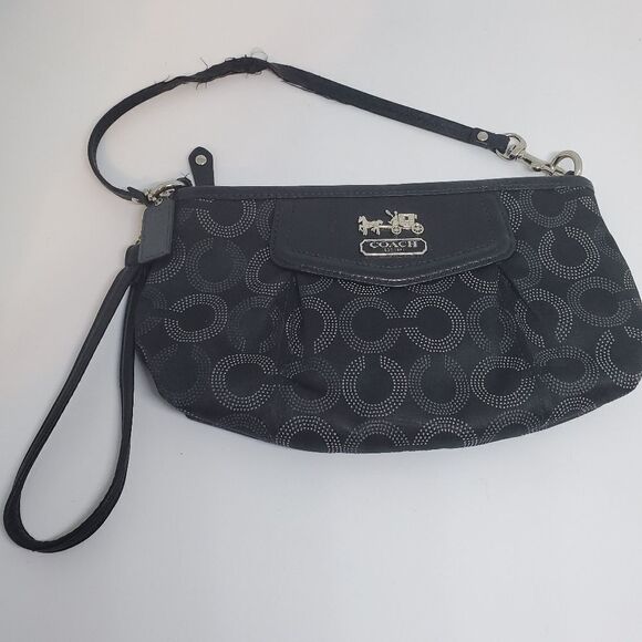 Coach Satin Ruffle Monogram Wristlet Clutch - Picture 1 of 6